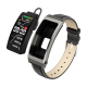 Bracelet Connecté Élégant en Cuir avec Appel BT et Suivi Santé Écran TFT 1.14 Pouces Autonomie 60h Compatible iOS Android - w...