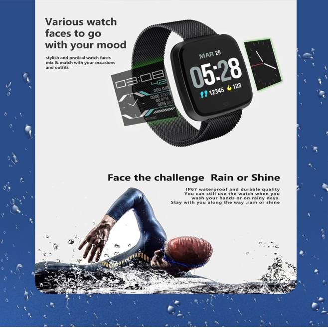 Montre Connectée OLED 1.3 Pouces Étanche IP67 Bracelet Nylon Avec Surveillance Fréquence Cardiaque Modes Sportifs Notificatio...