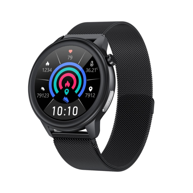 Montre Connectée 1.3 Pouces Étanche IP68 Avec Suivi De Santé Et Bracelet Métal Noir - www.yonis-shop.com