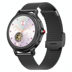 Montre Connectée Étanche 1.2 Pouces Bracelet Acier Fonctions Santé et Sport Contrôle Musique Notification Appels SMS Compatib...