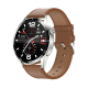 Montre Connectée Sportive Etanche avec NFC Suivi Santé Appel Intelligent Ecran HD Cuir Argent Marron