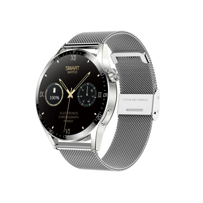 Montre Connectée Sportive Étanche Avec Appel NFC et Suivi Santé Écran HD Argent Acier - www.yonis-shop.com