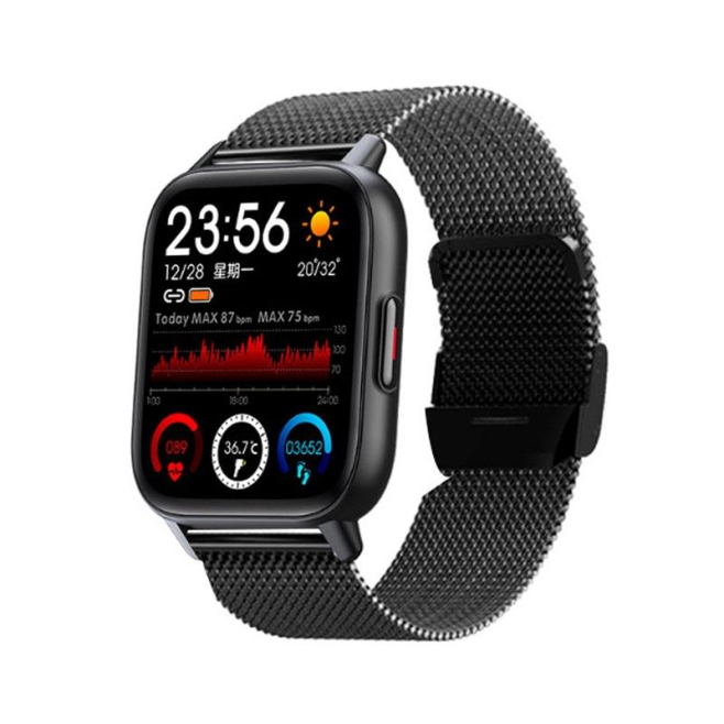 Montre Connectée 1.69 Pouces Étanche Suivi Santé Température Corporelle Modes Sportifs Notifications Smartphones Multilingue