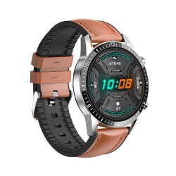 Montre Connect&eacute;e Cuir Marron 1.3 Pouces Suivi Sant&eacute; et Sport Bluetooth IP67 Compatibilit&eacute; iOS et Android - www.yonis-shop.com