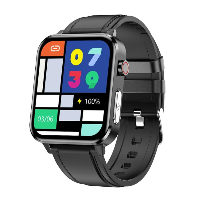 Montre Connectée Élégante En Cuir Noir Avec Suivi Sportif Et Santé Écran IPS 1.7 Pouces Bluetooth 5.0 Compatible Tous Système...