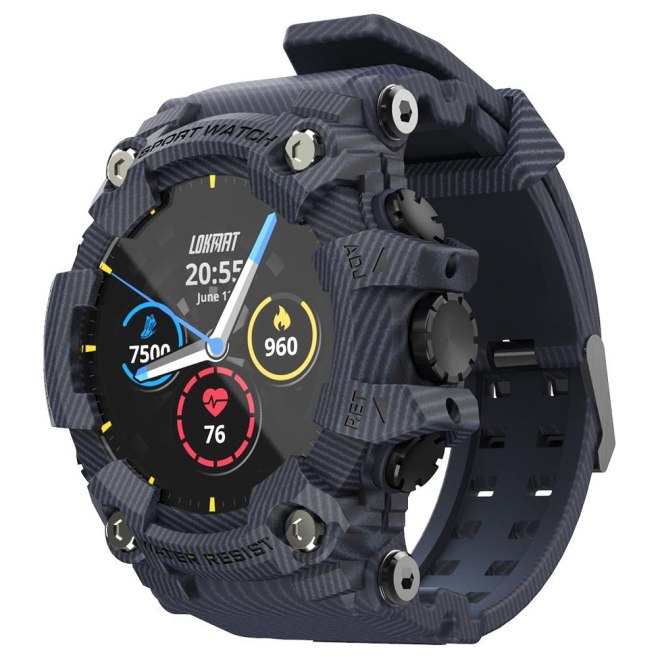 Montre Connectée Écran TFT LCD 1.28 Pouces Surveillance Sommeil Fréquence Cardiaque Pression Artérielle Bleu Denim Compatible...