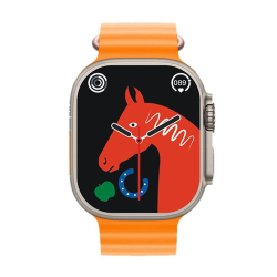 Montre Connect&eacute;e IPS 1.99 Pouces Suivi Sant&eacute; Modes Sportifs Or et Orange Charge Sans Fil Autonomie &Eacute;lev&eacute;e Compatible iOS et A...