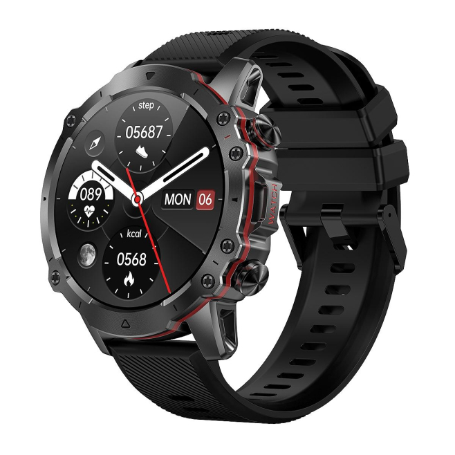 Montre Connectée IP67 Étanche BT5.1 Écran 1.43 Pouces Appels Voix Moniteur Santé Bracelet Silicone - www.yonis-shop.com
