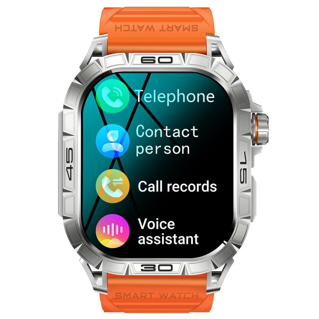 Montre Connectée Sport Orange Appels Bluetooth et Suivi Santé Écran 1.96\\" Compatible Android iOS - www.yonis-shop.com