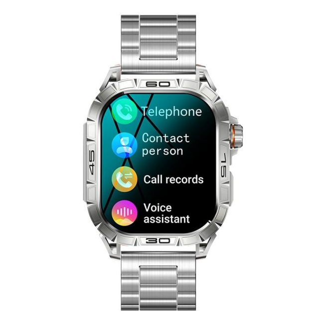 Montre Connectée Sportive Argentée Avec Appels Bluetooth Moniteur Cardiaque et Oxygène Compatible Android iOS - www.yonis-sho...