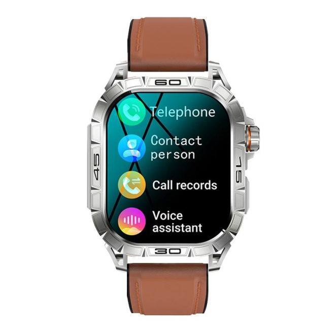 Montre Connectée Sport Cuir Marron Appels Bluetooth et Suivi Santé Compatibilité iOS et Android - www.yonis-shop.com