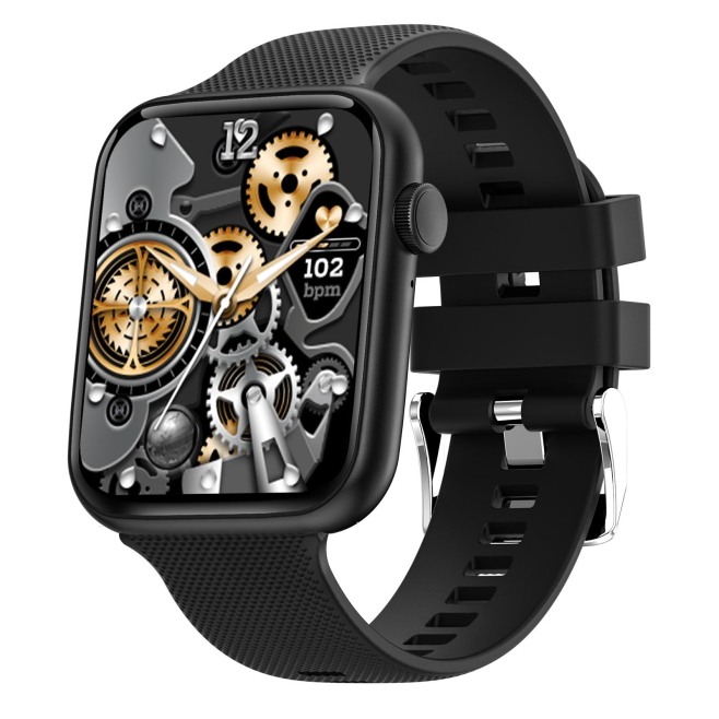 Montre Connectée 1.85 Pouces Étanche IP67 Bracelet Silicone Noir Avec Appels Bluetooth Surveillance Du Sommeil et Santé - www...