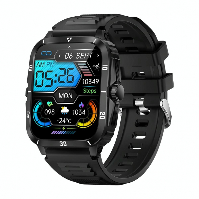 Montre Connectée Résistante HD 1.96 Pouces Bluetooth Appels Moniteur Sommeil Oxymètre Étanche Or Noir - www.yonis-shop.com