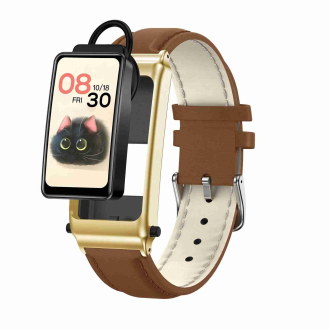 Montre Connectée Luxe 1.57 Pouces Bracelet Cuir Or Fonctions Appels Bluetooth Détachables IP67 Multisport Santé - www.yonis-s...