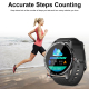Montre Connectée Étanche IP67 Écran Tactile 1.28 Pouces Bluetooth Appels Suivi Sommeil Fréquence Cardiaque Noire 128M Autonom...