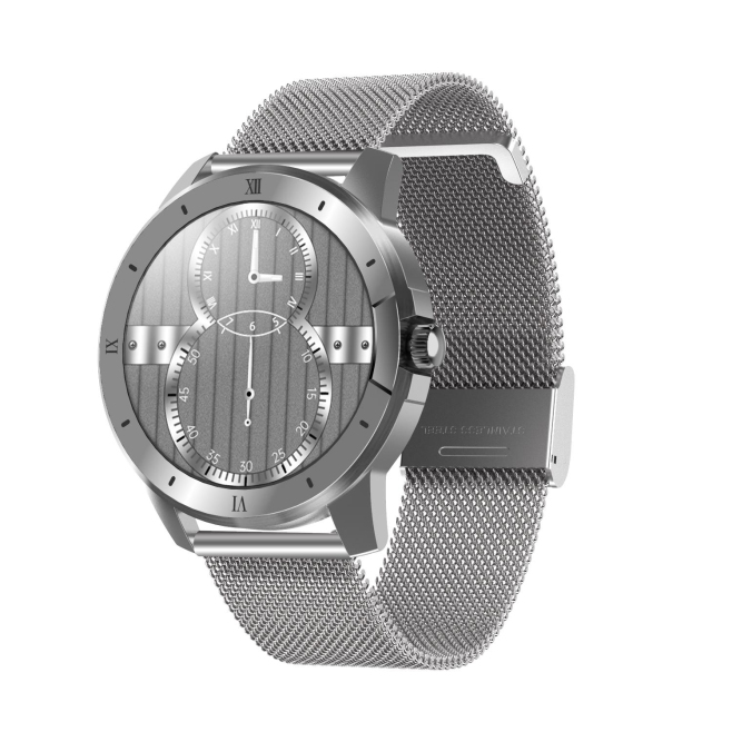 Montre Connectée IP68 Étanche 1.3 Pouces Appels Bluetooth Suivi Sommeil Fréquence Cardiaque Bracelet Acier Argenté - www.yoni...