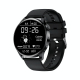 Montre Connectée Multifonction Appels BT Suivi Santé Étanche Cuir Noir