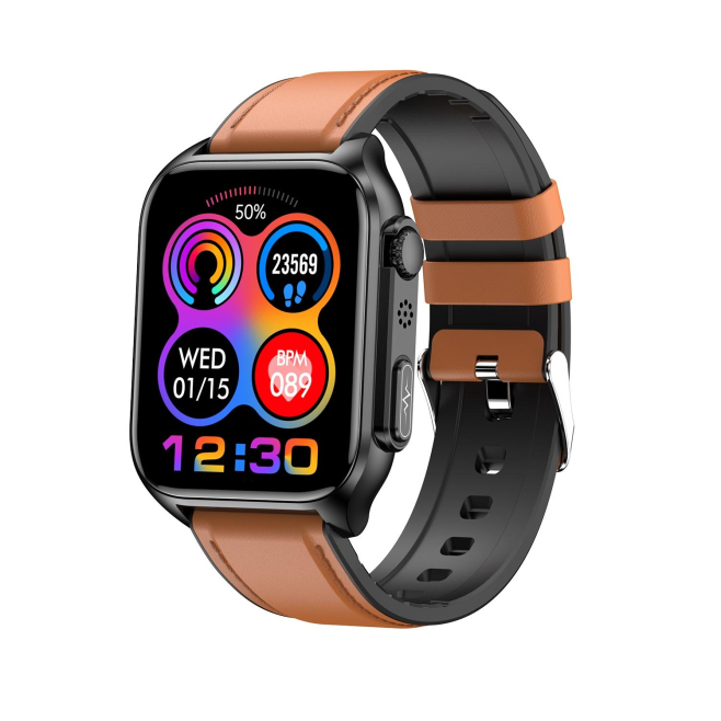Montre Connectée Étanche IP67 Avec Bracelet En Cuir Et Écran Tactile 1.96 Pouces Pour Appels Bluetooth Et Suivi Santé Complet...