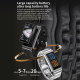Montre Connectée Luxe 1.57 Pouces Bluetooth Appels et Oreillette Détachable IP67 en Cuir Argenté Fonctions Santé et Sport Com...