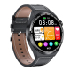 Montre Connectée Étanche IP68 Écran Noir 1.60 Pouces Bracelet Cuir Appels Bluetooth et Sports Multimodes Moniteur de Santé Co...