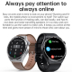 Montre Connectée Étanche IP68 Écran Noir 1.60 Pouces Bracelet Cuir Appels Bluetooth et Sports Multimodes Moniteur de Santé Co...