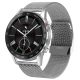 Montre Connectée Tactile 1.3 Pouces Bluetooth Écran Double Mode Surveillance Sommeil Tension Artérielle Fréquence Cardiaque Bracelet Maille Milanaise Argent Fonctions Multisport Étanchéité IP68 Chargement Magnétique
