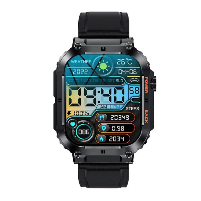 Montre Connectée Étanche avec Appels Bluetooth et Suivi Santé Compatibilité Android IOS en Cuir Noir - www.yonis-shop.com