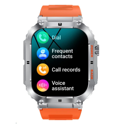 Montre Connectée Orange Étanche Bluetooth Musique et Appels Écran 1.96 Pouces Fonctions Multisport Santé Compatible Android e...