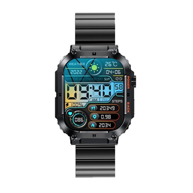 Montre Connectée Étanche Bluetooth Musique et Appels Écran 1.96 Pouces Contrôle Santé Multilingue Compatible Android IOS - ww...