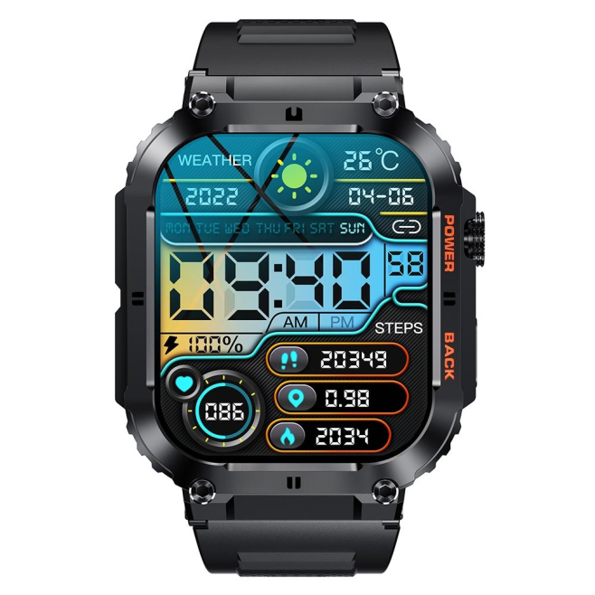 Montre Connectée Étanche Appel Bluetooth Musique Météo Écran 1.96 Pouces Compatible Android IOS Multilingue Fonctions Sport S...