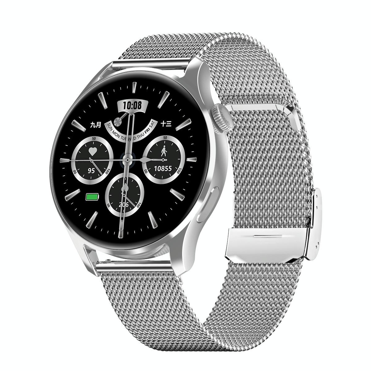 Montre Connectée HD3 1.32' Suivi Santé Paiement Étanche Acier - Argen