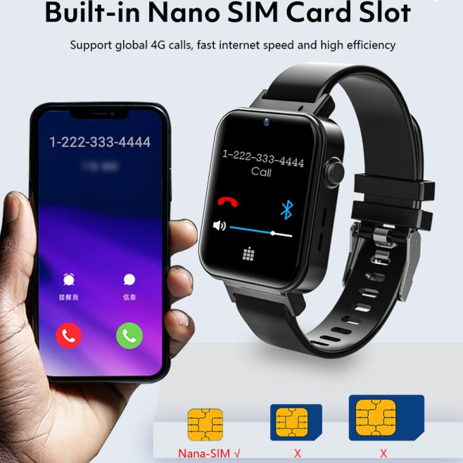 Montre Connectée IPS 1.75 Pouces Appels Vidéo et SIM 4G Android 9.1 GPS IP68 1GB+16GB - www.yonis-shop.com