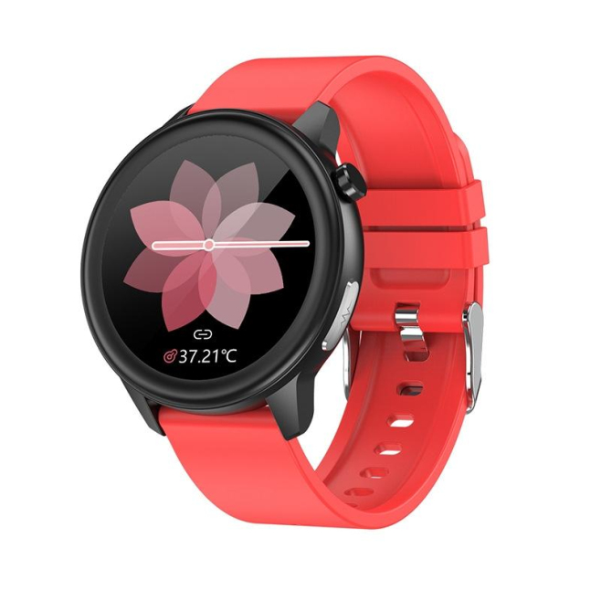 Montre Connectée Sportive Rouge 1.3 Pouces Suivi Multisport Étanche IP68 Avec Moniteur De Fréquence Cardiaque Et Notification...