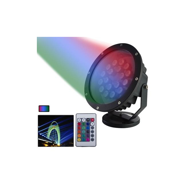 Projecteur LED RVB ext&eacute;rieur noir orientable avec faisceau multicolore et t&eacute;l&eacute;commande sans fil - Yonis Y-pes34