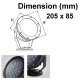 Sch&eacute;ma des dimensions et d&eacute;tails du projecteur LED ext&eacute;rieur noir en aluminium avec pied orientable - Yonis Y-pes34