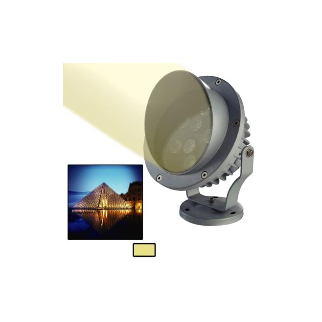 Projecteur ext&eacute;rieur LED en aluminium gris orientable diffusant une lumi&egrave;re blanc chaud pour &eacute;clairage architectural - Yonis Y-p