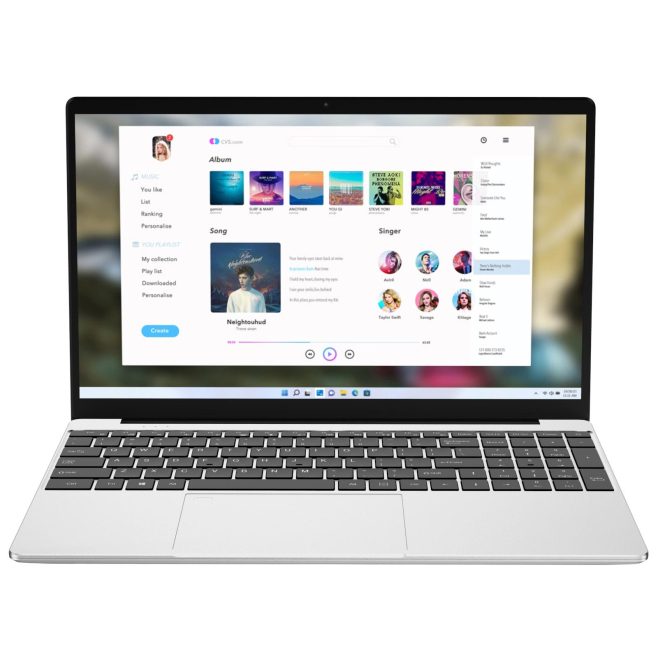 Ordinateur Portable 15.6 Pouces 16GB RAM 512GB SSD Windows 11 Quad Core Fingerprint Silver