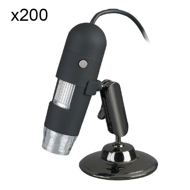 Mini microscope électronique x200 USB portable 8 LED 1.3 MP