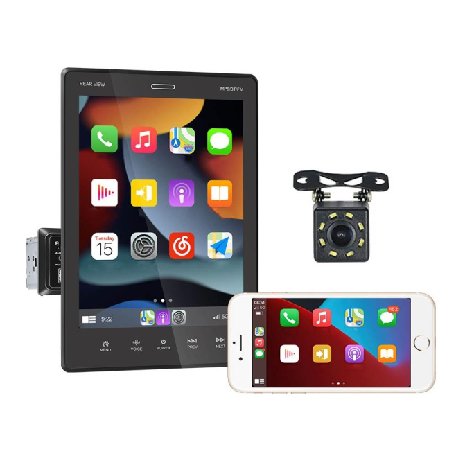 Autoradio 9.5 Pouces MP5 Carplay Bluetooth FM USB Écran Tactile Haute Résolution Caméra de Recul - www.yonis-shop.com
