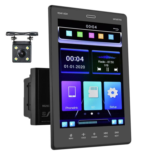 Autoradio Double Spindle Écran Vertical 9.5 Pouces MP5 Bluetooth Carplay Caméra Recul FM USB Chargement Rapide - www.yonis-sh...