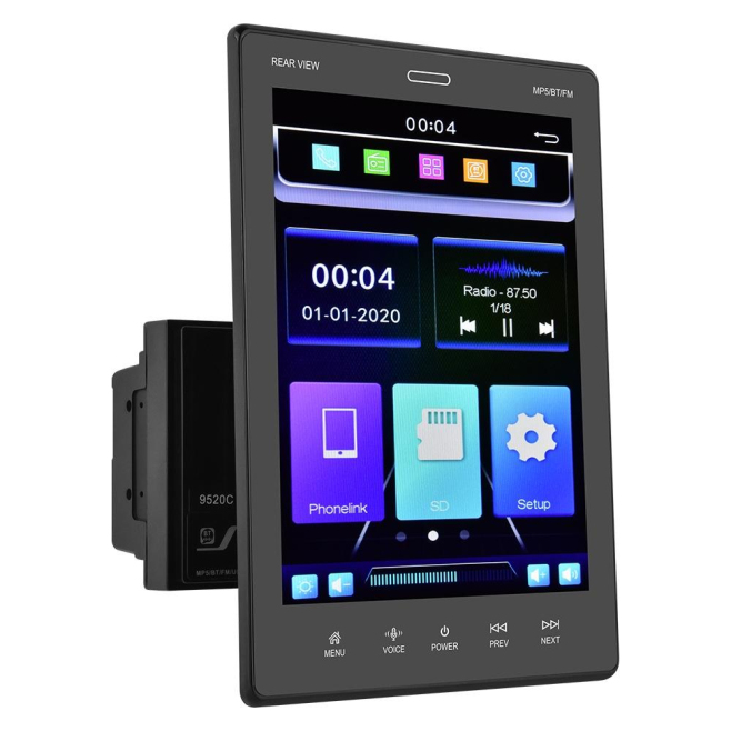 Autoradio Double Spindle Écran Vertical 9.5 Pouces MP5 Player Bluetooth Carplay USB FM Radio Caméra Recul Contrôle Volant - w...