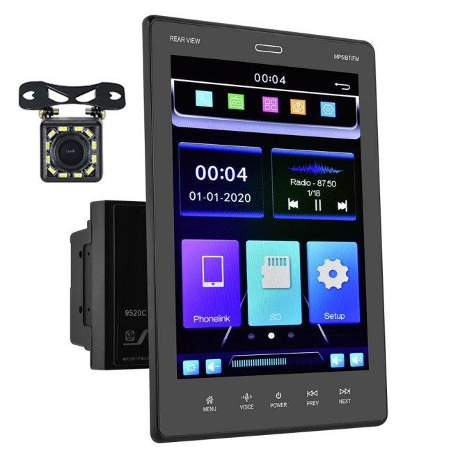 Autoradio Écran Vertical 9.5 Pouces MP5 Bluetooth Caméra HD Réglable USB Carplay FM Radio - www.yonis-shop.com