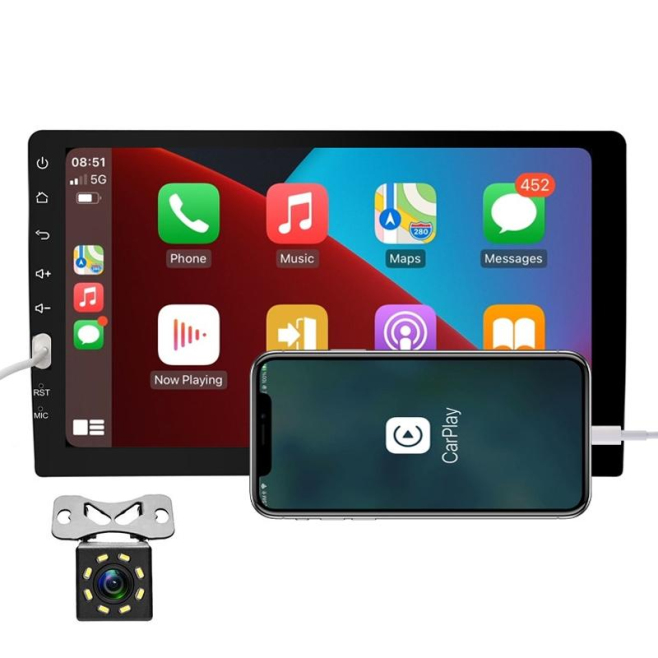 Autoradio 9 Pouces Carplay MP5 Bluetooth OLED Avec Caméra 8 Lumières et Commande au Volant - www.yonis-shop.com