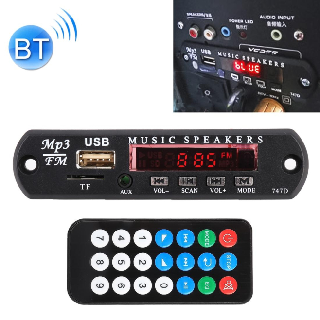 Accessoire Autoradio Bluetooth MP3 Player FM Radio USB AUX TF LED Digital Tube Remote Control - www.yonis-shop.com