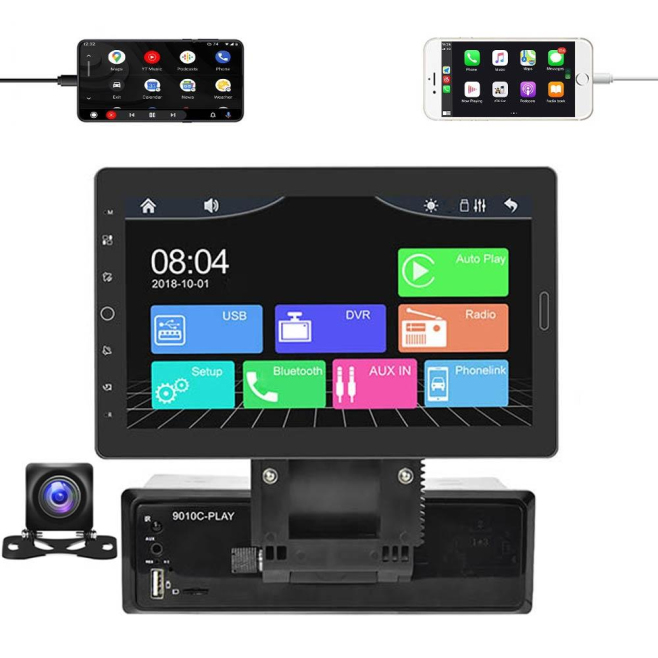 Autoradio Écran Tactile 10.1 Pouces HD Avec Carplay Android Auto Caméra AHD Bluetooth USB FM Mirroring - www.yonis-shop.com