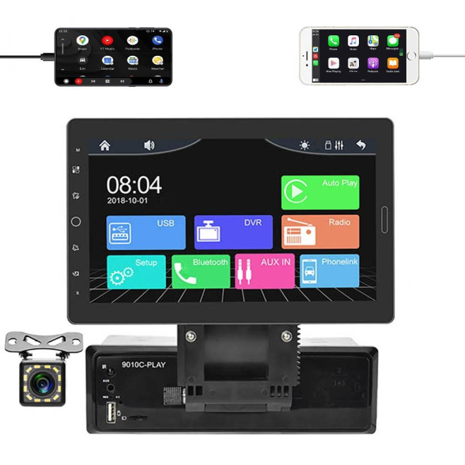 Autoradio Écran Tactile 10.1 Pouces HD Carplay Caméra 12 Lumières Bluetooth USB FM Radio Mirror Link - www.yonis-shop.com