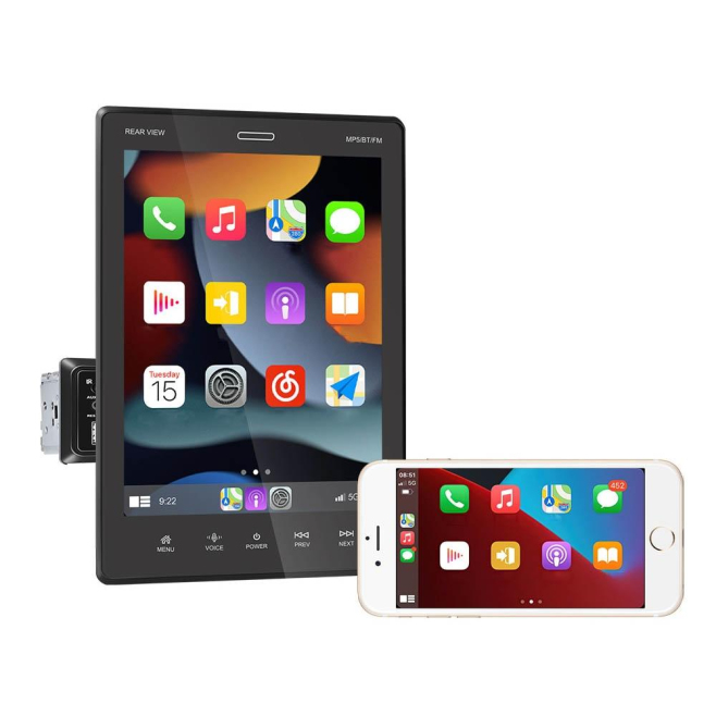 Autoradio 9.5 Pouces Écran Tactile Carplay Bluetooth 4.0 Réversible USB FM MP3 WAV OGG AVI ASF 1024x600 - www.yonis-shop.com