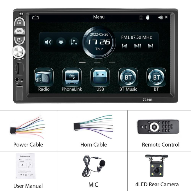 Autoradio Bluetooth 7 Pouces Avec CarPlay Android Auto Caméra De Recul Écran HD - www.yonis-shop.com