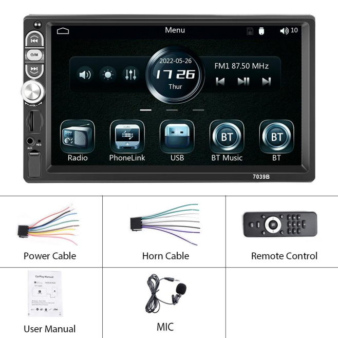 Autoradio Bluetooth 7 Pouces HD CarPlay Android Auto Écran Tactile Réversing Image Intégrée - www.yonis-shop.com