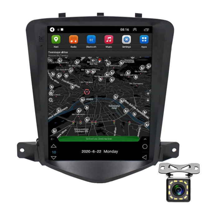 Autoradio 9.7 Pouces Android 10 Navigation GPS Bluetooth WIFI Écran Tactile Haute Résolution USB Dual FM Radio Contrôle Volan...